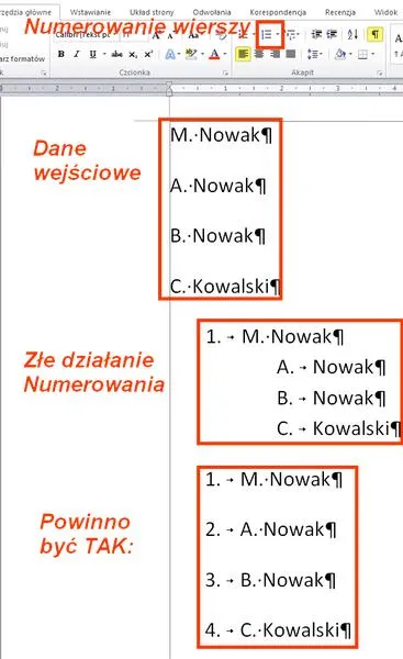 Automatyczne dodawanie numerów