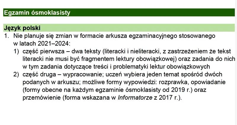 Wyniki egzaminu ósmoklasisty